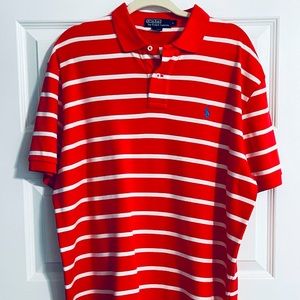 Striped Polo by Ralph Lauren (peach and white)